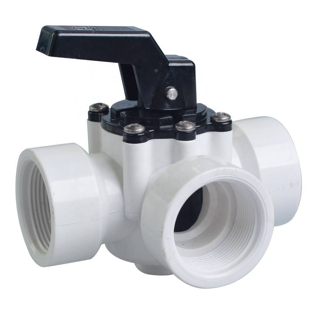 Plastic Three Way Ball Valve With Thread Connection